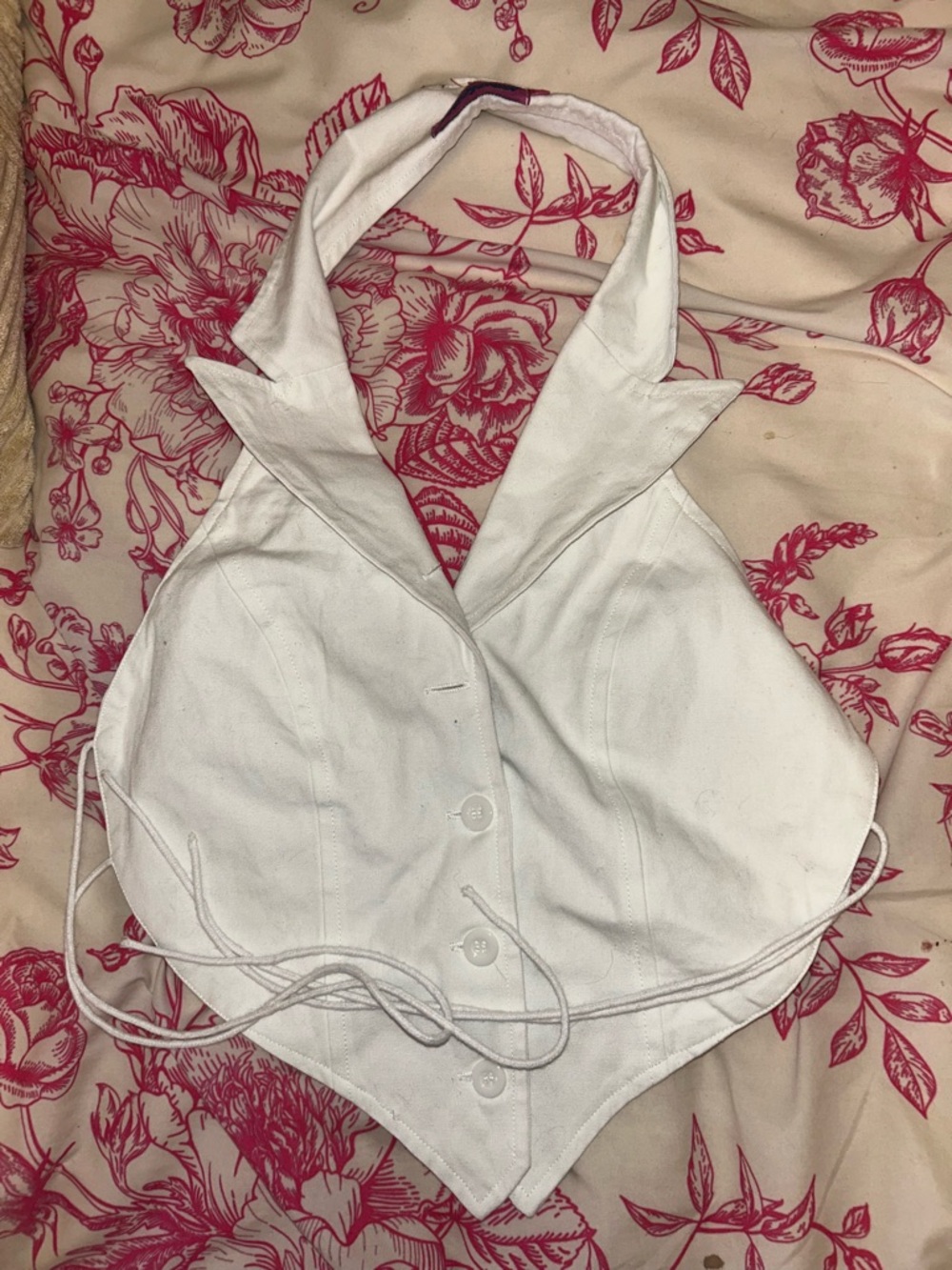 Edikted White Halter Corset Button-Front Top